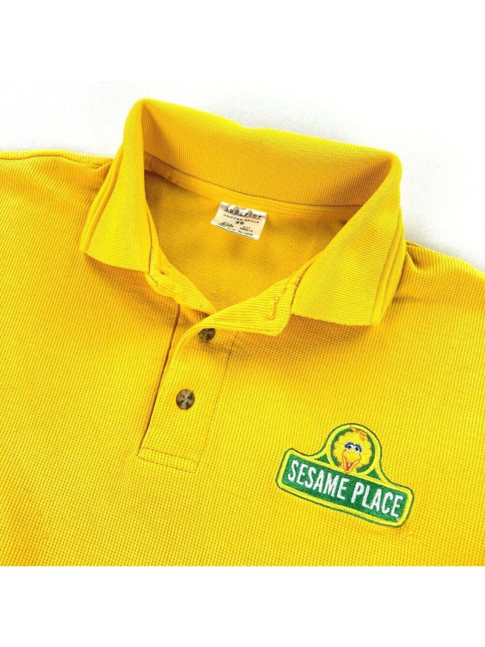 VTG Sesame Place Yellow Polo Shirt Big Bird | Sesame Street Uniform • Size XS